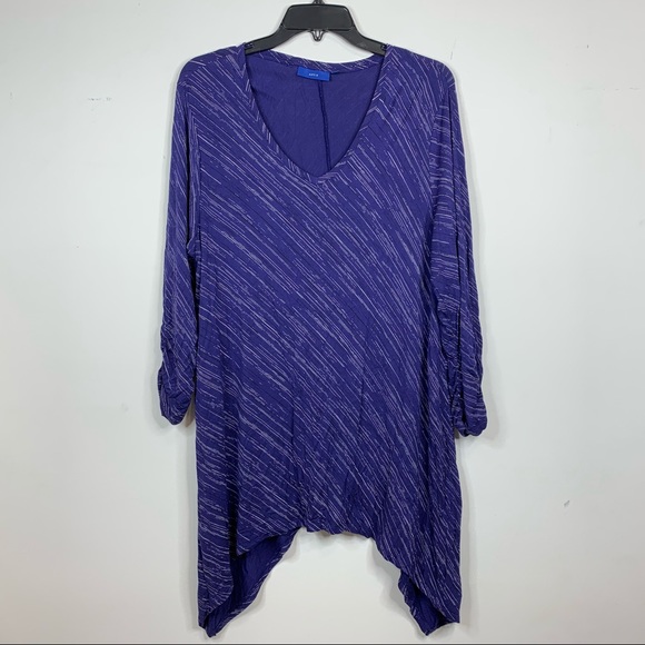 Apt. 9 • purple space-dye pattern v neck tunic - Picture 2 of 8